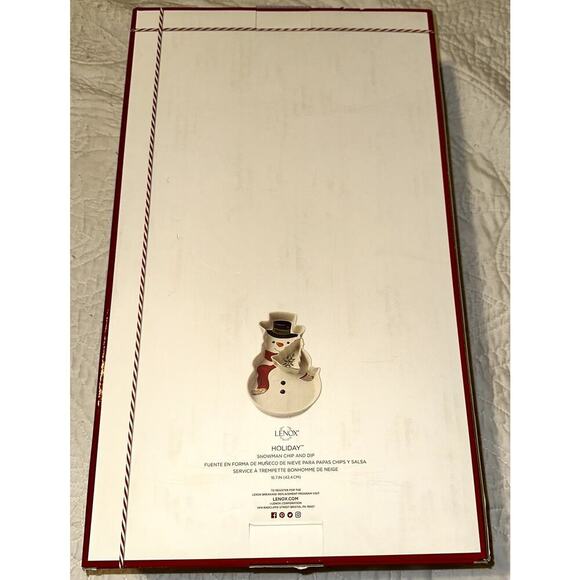 NIB - LENOX - Large Snowman Chip & Dip Set Bowl - Holiday Theme - 16.5" x 9.5" - Picture 2 of 6